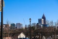 Glass skyscrapers and office buildings in the skyline of the city with gorgeous deep blue sky in downtown Atlanta Royalty Free Stock Photo