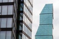 glass skyscrapers in Tbilisi city on overcast day