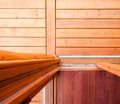 Glass slider door opening to wood deck from above