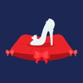 A glass slipper on a pillow Royalty Free Stock Photo