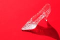 Glass Slipper On Red Royalty Free Stock Photo