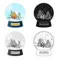 Glass snow ball single icon in cartoon,black,flat,monochrome style for design.Christmas vector symbol stock illustration Royalty Free Stock Photo