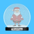 Glass snow globe with Santa Claus inside. Realistic snowglobe ball with flying snowflakes. Christmas gift, present. Vector. Royalty Free Stock Photo