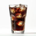 A Glass of Soda With Ice on a White Background Royalty Free Stock Photo