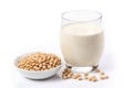 Glass soy milk bowl. Generate Ai Royalty Free Stock Photo