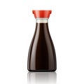 Glass soy sauce bottle with red cap Royalty Free Stock Photo