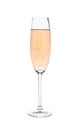 Glass of sparkling rose champagne isolated