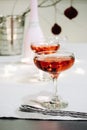 Glass of sparkling wine, rose champagne