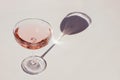 Glass of sparkling wine on the white table Royalty Free Stock Photo