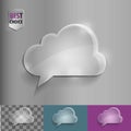Glass speech bubble cloud icon with soft shadow on gradient background . Vector illustration EPS 10 for web. Royalty Free Stock Photo