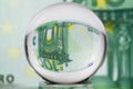 Glass sphere, euro, one