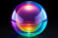 a glass sphere with a rainbow colored light inside Royalty Free Stock Photo