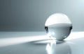 Glass sphere on reflective surface with soft gradient background and shadow Royalty Free Stock Photo
