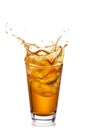 Glass of splashing apple juice Royalty Free Stock Photo