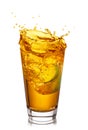 Glass of splashing apple juice Royalty Free Stock Photo