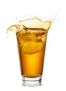 Glass of splashing apple juice Royalty Free Stock Photo