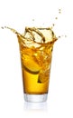 Glass of splashing apple juice Royalty Free Stock Photo