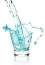 Glass with splashing blue drink