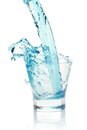 Glass with splashing blue drink.