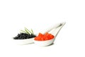 Glass spoons with caviar isolated Royalty Free Stock Photo