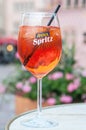 Glass of spritz on restaurant terrace Royalty Free Stock Photo