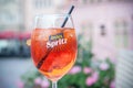 Glass of spritz on restaurant terrace Royalty Free Stock Photo