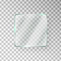 Glass square window texture. Gloss screen effect. Plastic plate mockup. Mirror panel. Digital frame. Clear button