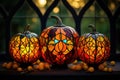 Glass stained glass pumpkin, lantern
