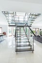 Glass stairs in modern house