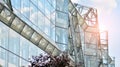 Modern architectural details. Modern glass facade with a geometric pattern Royalty Free Stock Photo