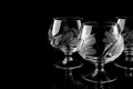 Glass stemware on black background Royalty Free Stock Photo