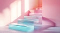Glass Steps Against Pink Walls In Soft Light Royalty Free Stock Photo