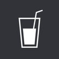 Glass with straw flat icon. Drinking glass symbol, modern minimal flat design style vector illustration