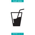 Glass and Straw Icon Vector Logo Design Template. Drink icon.