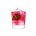 Glass of strawberry cordial isolated on interesting background Royalty Free Stock Photo