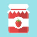 Glass strawberry jam jar