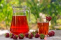 glass with strawberry juice and berries Royalty Free Stock Photo