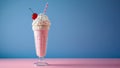 glass strawberry milkshake with copy space Generative AI Royalty Free Stock Photo