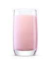 Glass of strawberry milkshake isolated on white. Dairy product Royalty Free Stock Photo