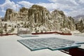 Glass Structure at the entrance to Valle de la Luna, or Killa Qhichwa (Moon Valley). Royalty Free Stock Photo