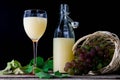 Glass of stum and grapes Royalty Free Stock Photo