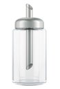 Glass Sugar Dispenser Pourer. Sugar shaker, from clear glass and stainless steel. 3D rendering