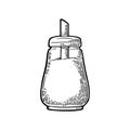 Glass sugar shaker. Hand drawn sketch style. Vintage vector engraving