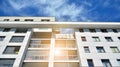 Modern apartment building. Balconies at apartment residential building. Residential architecture. Royalty Free Stock Photo