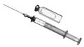 Glass syringe and ampule