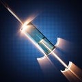 Glass syringe on blue background Royalty Free Stock Photo