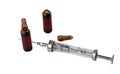 Glass syringes and ampoules with medicine