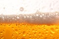 Glass of tasty cold beer with foam and condensation drops on white background, closeup Royalty Free Stock Photo