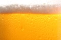 Glass of tasty cold beer with foam and condensation drops on white background, closeup Royalty Free Stock Photo