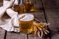 Glass of Tasty Homemade Beer Cild Drink Wooden Background Horizntal